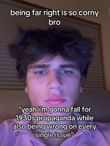 being far right is so corny bro

"yeah i'm gonna fall for 1930s propaganda while also being wrong on every single issue"